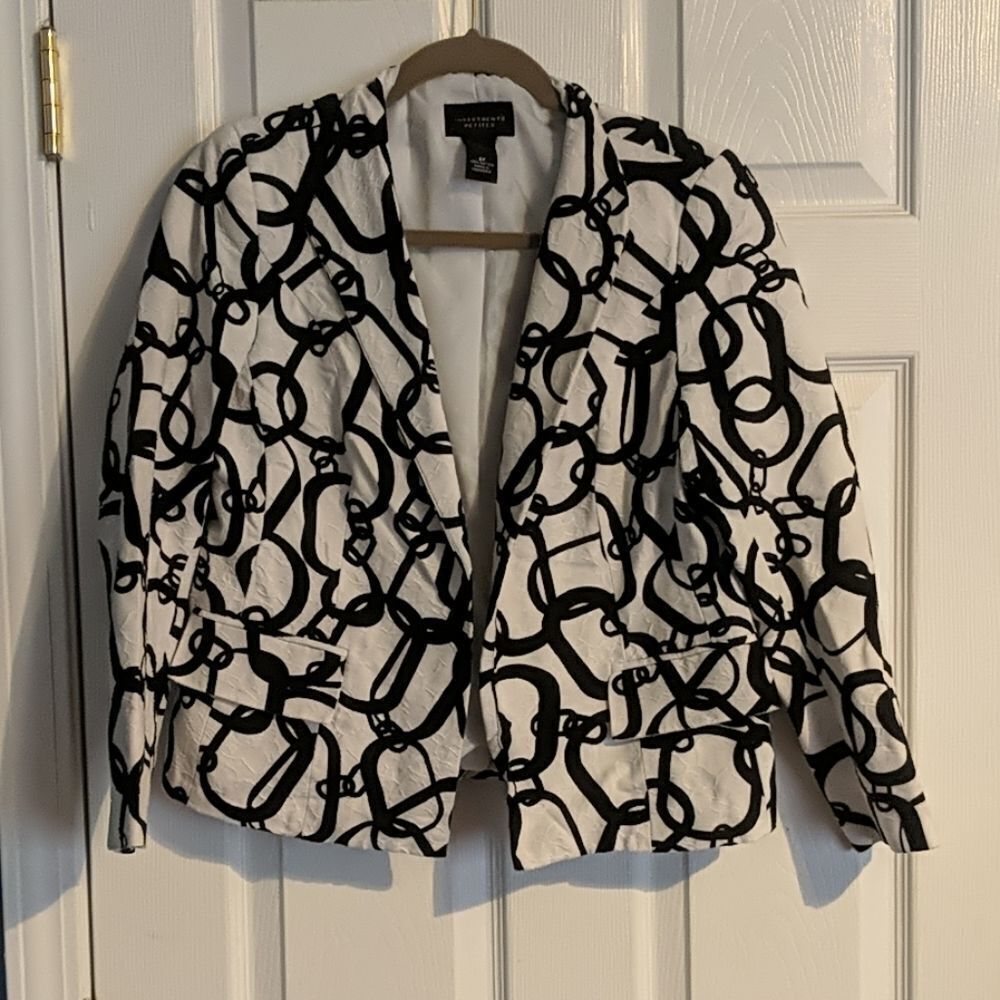 Investments Petites black white jacket blazer - Picture 1 of 5